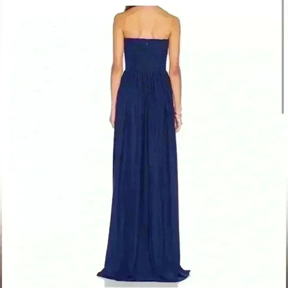 AMANDA UPRICHARD GISELE NAVY BLUE SILK MAXI DRESS GOWN STRAPLESS - Picture 2 of 10